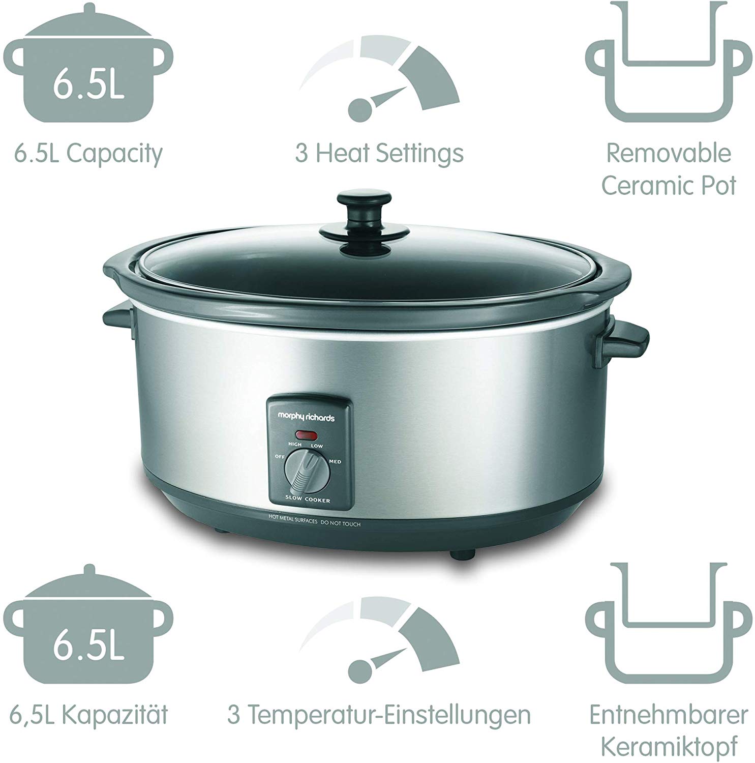 Morphy Richards Oval Stainless Steel Slow Cooker 6.5L 48718 GoodsCy e