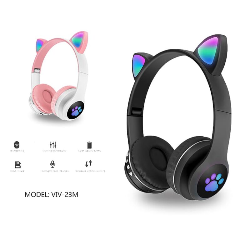 VIV23M Cat Ear Wireless Headphones Bluetooth 5.0 RGB Earphones Bass